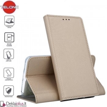 Telone smart magnet atverčiamas dėklas - auksinės spalvos(Huawei P Smart (2020)